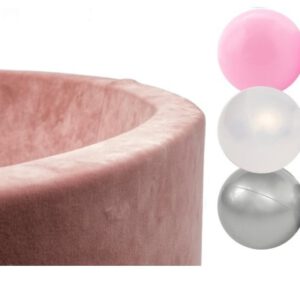 Misioo Ballenbak Rond 90x30 |  Velvet Pink  incl. 150 ballen (Pearl/Silver/Light Pink Pearl)