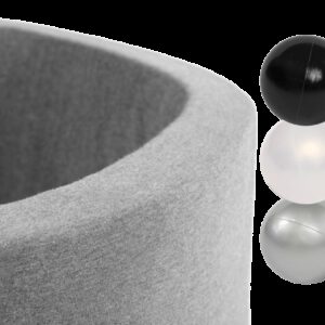 Misioo Ballenbak Rond 90x30 | Licht Grijs incl. 150 ballen (Silver/Pearl/Black)