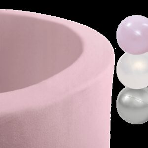 Misioo Ballenbak Rond 90x30 | Licht Roze incl. 150 ballen (Pearl/Silver/Light Pink Pearl)