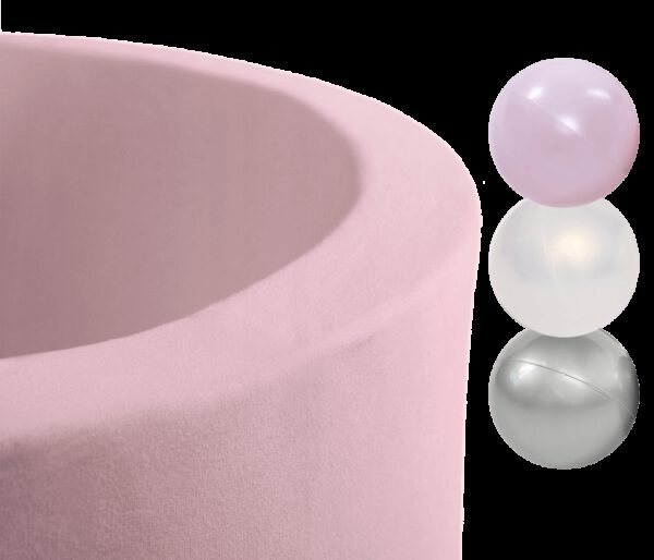 Misioo Ballenbak Rond 90x30 | Licht Roze incl. 150 ballen (Pearl/Silver/Light Pink Pearl)
