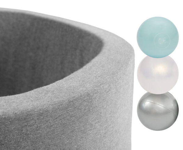 Misioo Ballenbak Rond 90x30 | Licht Grijs incl. 150 ballen (Mint Pearl/Pearl/Silver)