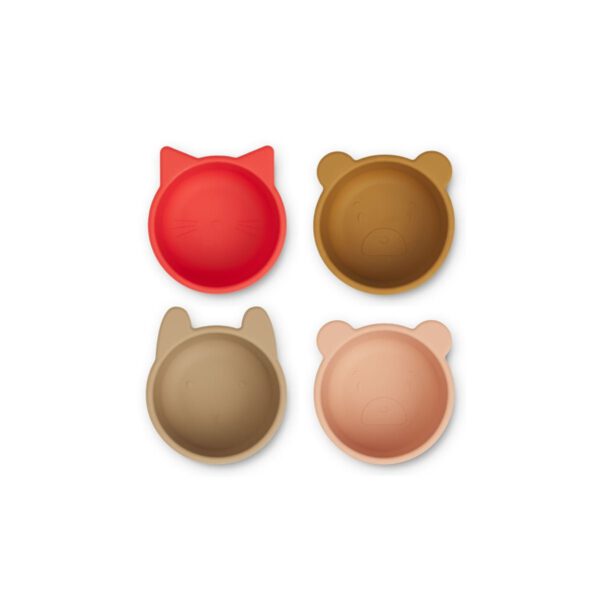 Liewood Malene Silicone Bowls - 4 pack | Apple Red / Tuscany Rose