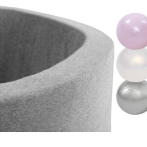 Misioo Ballenbak Rond 90x30 |  Licht Grijs incl. 150 ballen (Pearl/Silver/Light Pink Pearl)