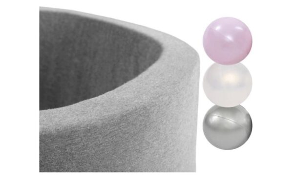 Misioo Ballenbak Rond 90x30 |  Licht Grijs incl. 150 ballen (Pearl/Silver/Light Pink Pearl)