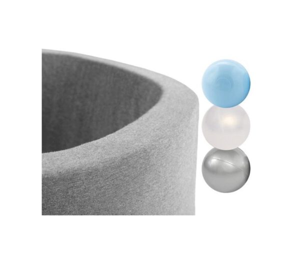Misioo Ballenbak Rond 90x30 |  Licht Grijs incl. 150 ballen (Pearl/Silver/Light Blue)