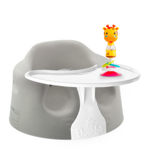 Bumbo Floor Seat - Cool Grey&Speeltafeltje&Suction Toys - Gwen Giraf - Kinderstoelen