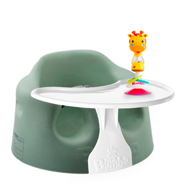 Bumbo Floor Seat - Hemlock Green&Speeltafeltje&Suction Toys - Gwen Giraf - Kinderstoelen