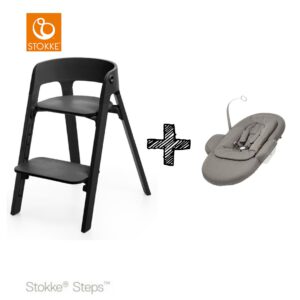 Kinderstoel Stokke® Steps™ Black/Black met Newbornset