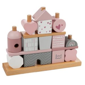 Label Label Stacking Blocks House - Pink - Houten speelgoed