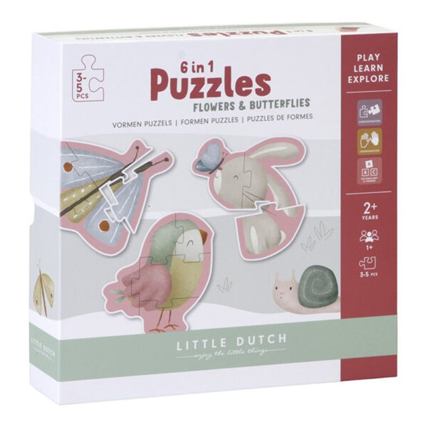 Little Dutch 6 in 1 Puzzles Flowers&Butterflies - Educatief speelgoed
