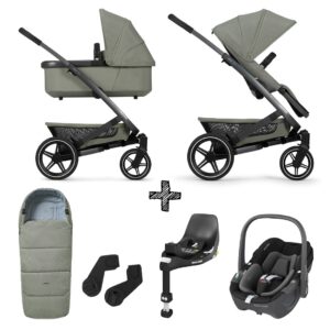 Set Compleet | Kinderwagen Joolz Geo3 Sage Green + Autostoel 360 & Base & Voetenzak & Adapterset